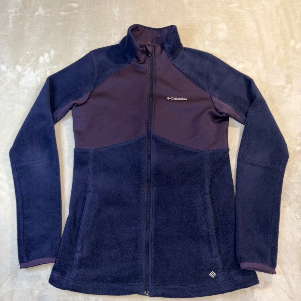 Columbia Omni-Heat Fleece Jacket Womens XS Purple Full Zip Thermal Reflective